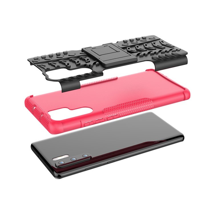 Custodia Combinata PC + TPU Anti-slip Con Cavalletto Per Huawei P30 Pro - Rosa