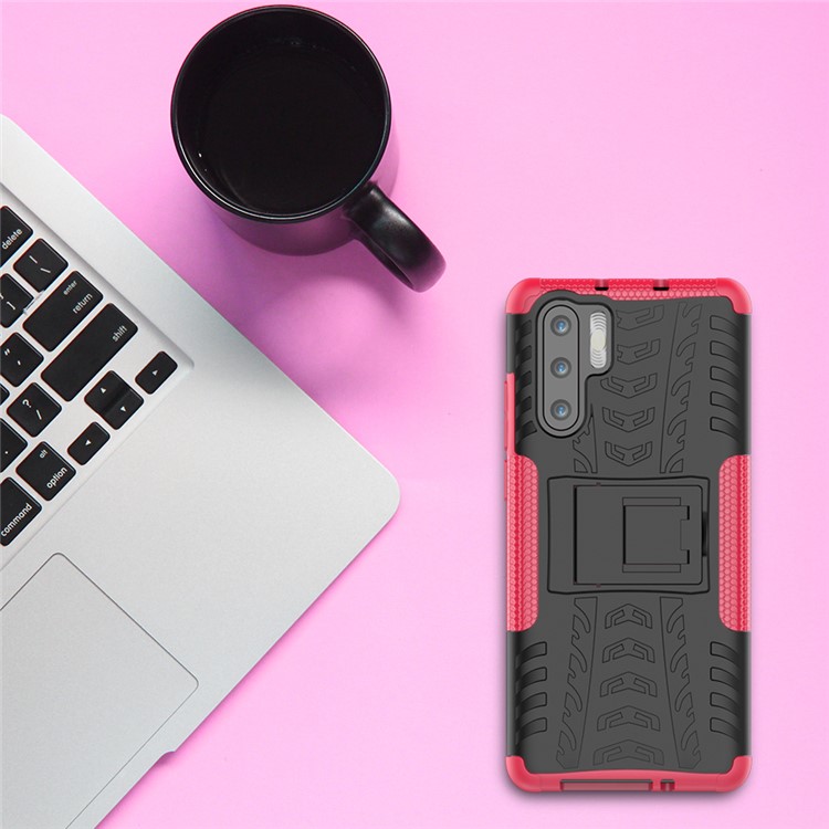 Anti-slip-pc + Tpu-combo-combo-hülle Mit Kickstand Für Huawei P30 Pro - Rose-9