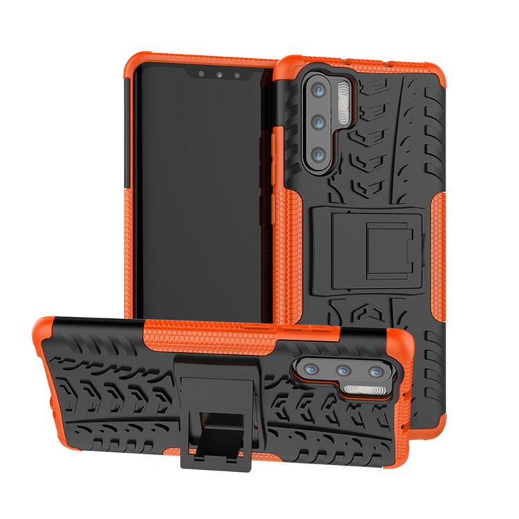 Anti-slip PC + TPU Hybrid Mobile Phone Case with Kickstand for Huawei P30 Pro - Orange-1