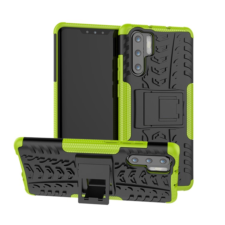 Anti-slip PC + TPU Hybrid Cover Shell with Kickstand for Huawei P30 Pro - Green-1