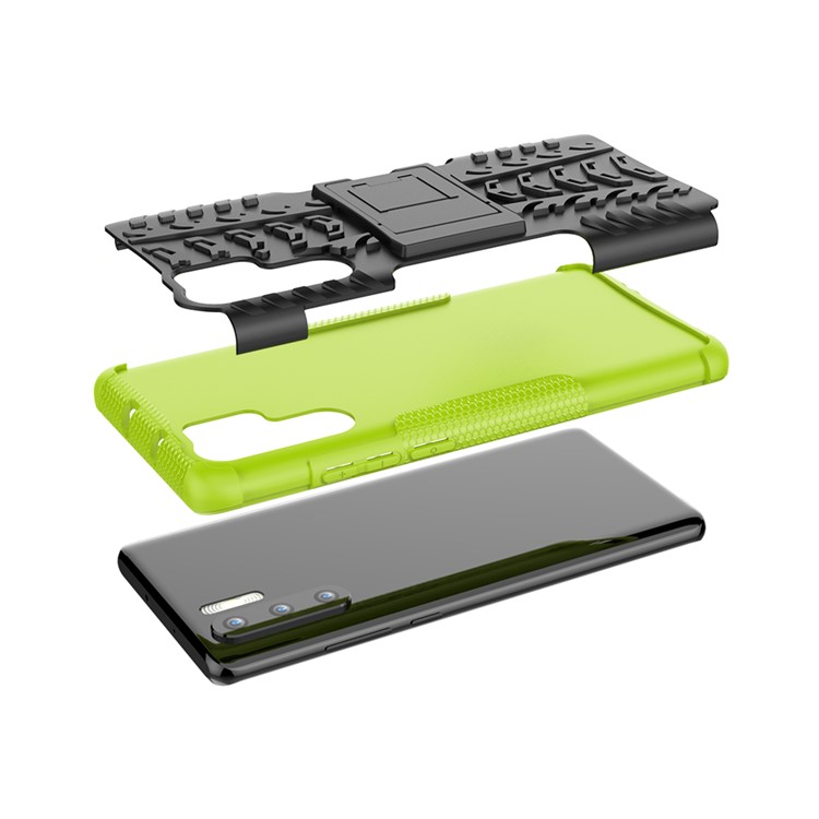 Anti-slip PC + TPU Hybrid Cover Shell with Kickstand for Huawei P30 Pro - Green-6
