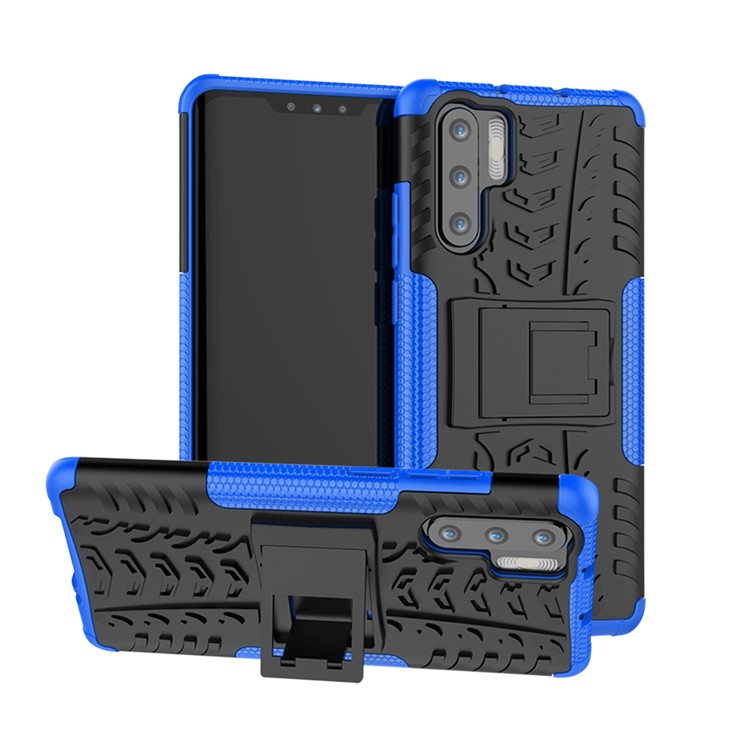 Anti-slip PC + TPU Combo Shell Case with Kickstand for Huawei P30 Pro - Blue-1