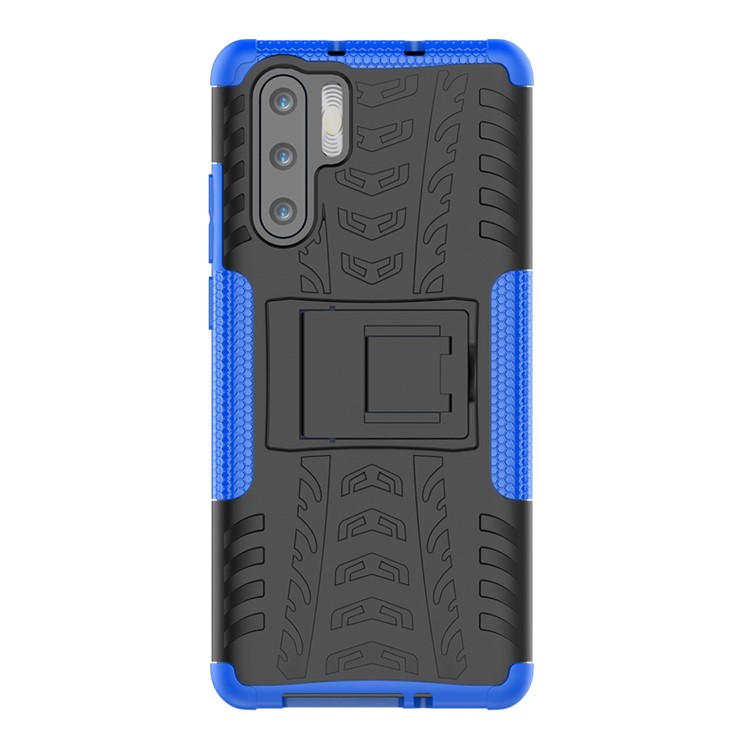 Anti-slip PC + TPU Combo Shell Case with Kickstand for Huawei P30 Pro - Blue-3