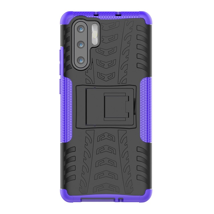 Anti-slip PC + TPU Hybrid Cover Shell Case with Kickstand for Huawei P30 Pro - Purple-3