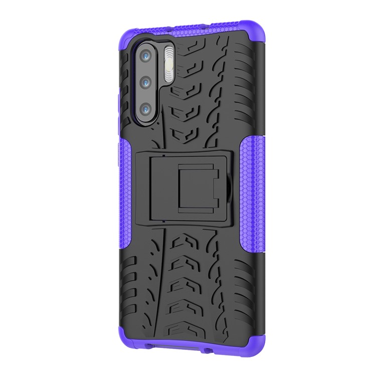 Anti-slip PC + TPU Hybrid Cover Shell Case Avec Kickstand Pour Huawei P30 Pro - Violet-5