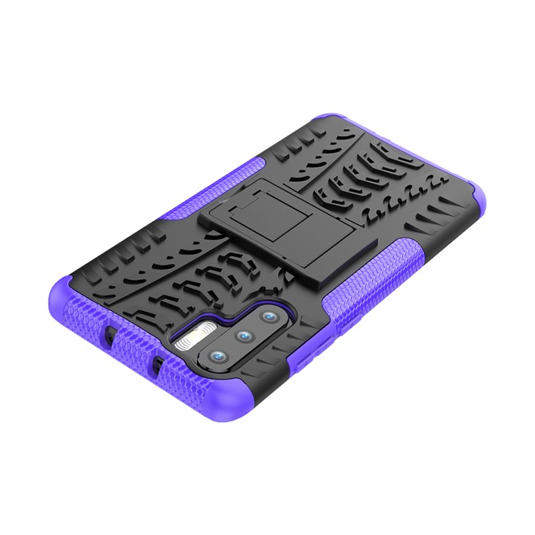 Anti-slip PC + TPU Hybrid Cover Shell Case Avec Kickstand Pour Huawei P30 Pro - Violet-7