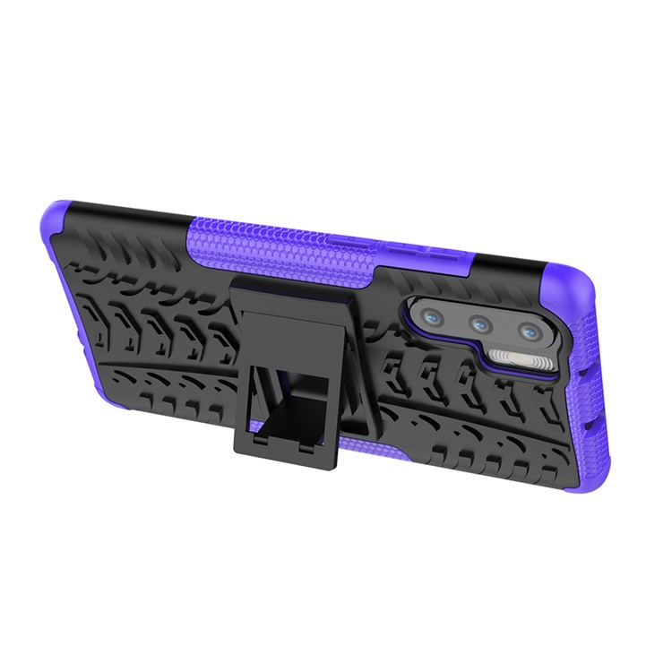 Anti-slip PC + TPU Hybrid Cover Shell Case Avec Kickstand Pour Huawei P30 Pro - Violet-8