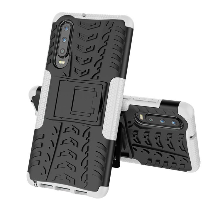 Anti-slip PC + TPU Hybrid Cover with Kickstand for Huawei P30 - White-2