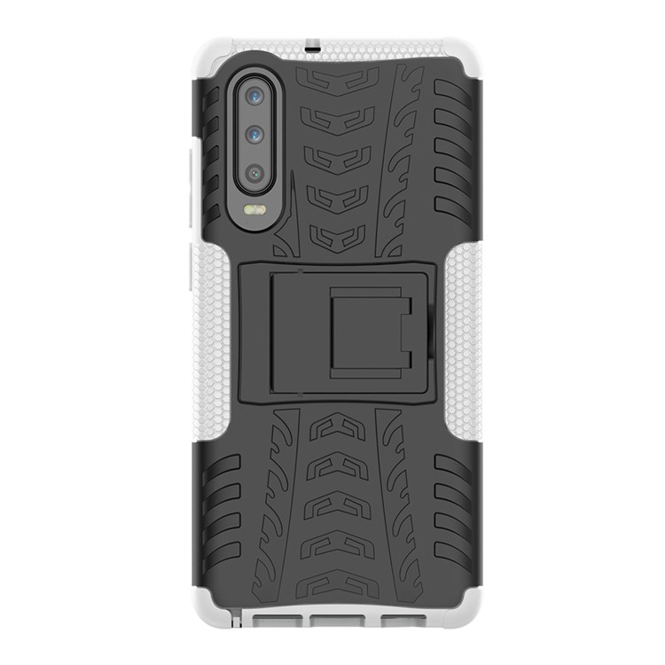 Anti-slip PC + TPU Hybrid Cover with Kickstand for Huawei P30 - White-3
