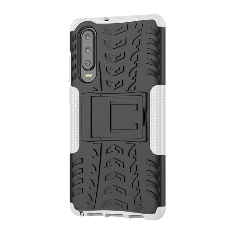 Anti-slip PC + TPU Hybrid Cover with Kickstand for Huawei P30 - White-5