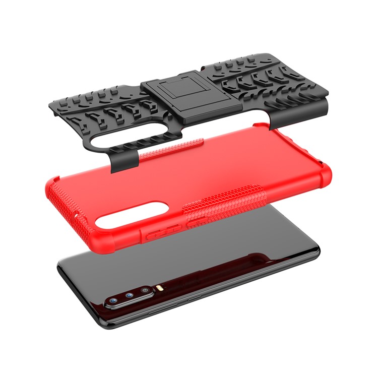 Anti-slip PC + TPU Hybrid Shell with Kickstand for Huawei P30 - Red-6