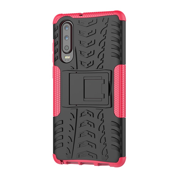Anti-slip PC + TPU Hybrid Case Cover with Kickstand for Huawei P30 - Rose-5