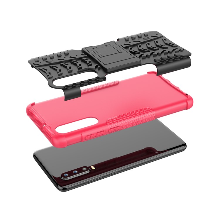 Anti-slip PC + TPU Hybrid Case Cover with Kickstand for Huawei P30 - Rose-6