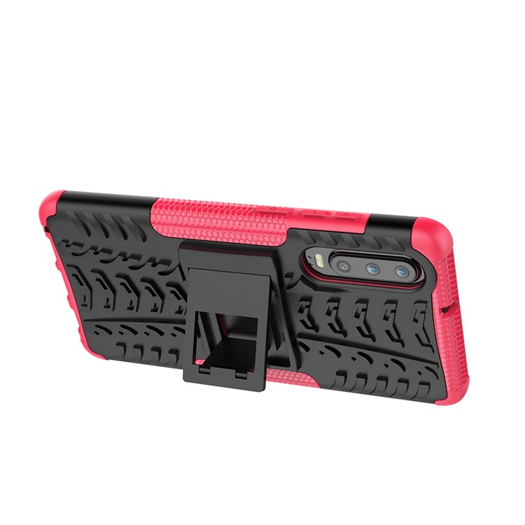 Anti-slip PC + TPU Hybrid Case Cover with Kickstand for Huawei P30 - Rose-8