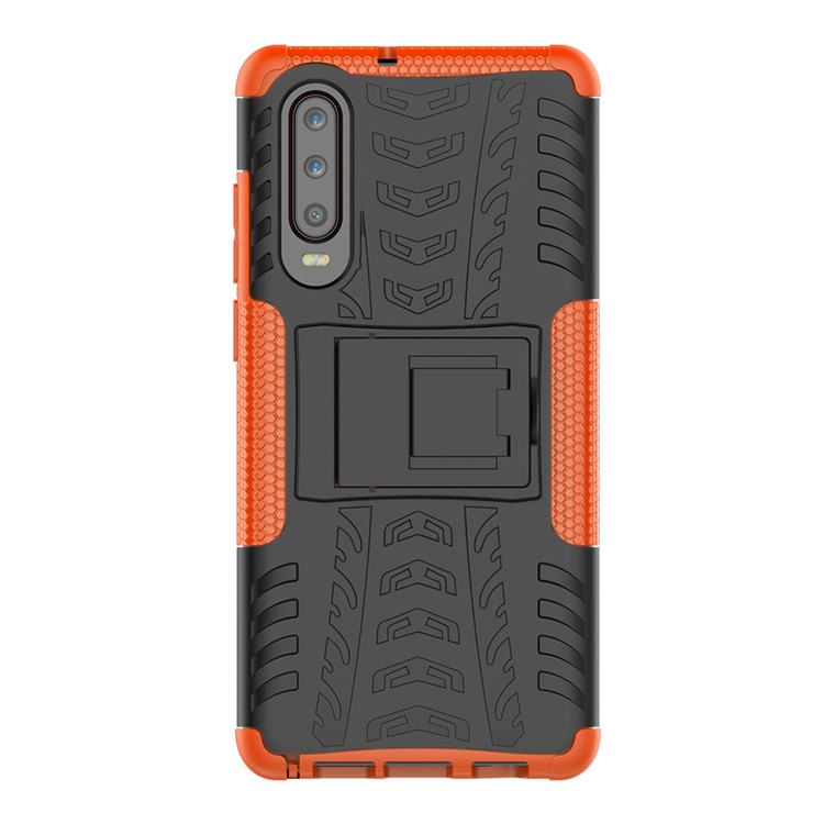 Custodia Protettiva Ibrida Antiscivolo Per PC + TPU Con Cavalletto Per Huawei P30 - Arancia-3
