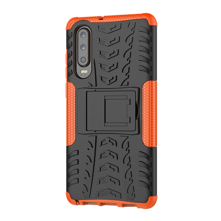 Custodia Protettiva Ibrida Antiscivolo Per PC + TPU Con Cavalletto Per Huawei P30 - Arancia-5