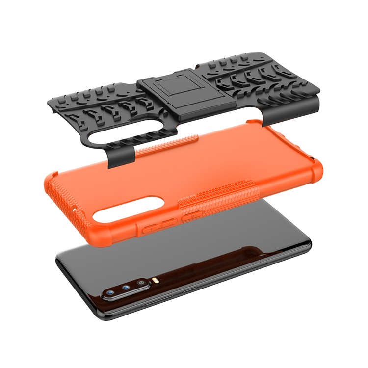 Custodia Protettiva Ibrida Antiscivolo Per PC + TPU Con Cavalletto Per Huawei P30 - Arancia-6