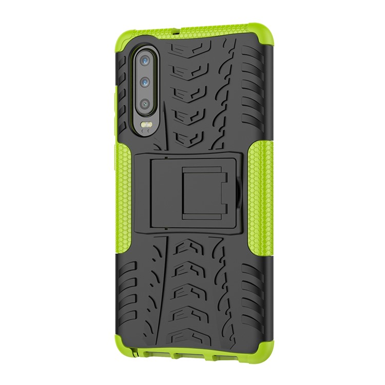 Anti-slip PC + TPU Combo Case with Kickstand for Huawei P30 - Green-5