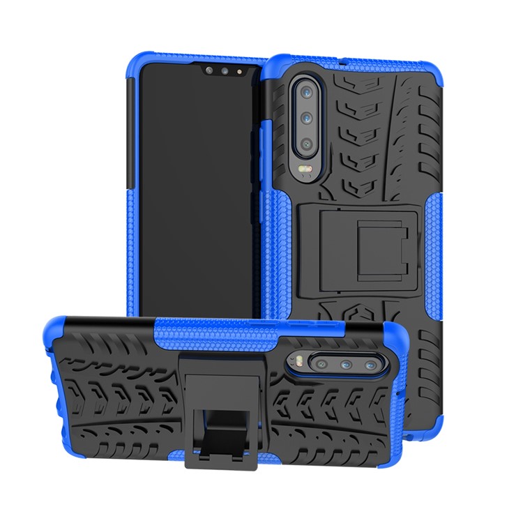 Caso De Telefone Antiderrapante PC + TPU Combo Com Kickstand Para Huawei P30 - Azul-1