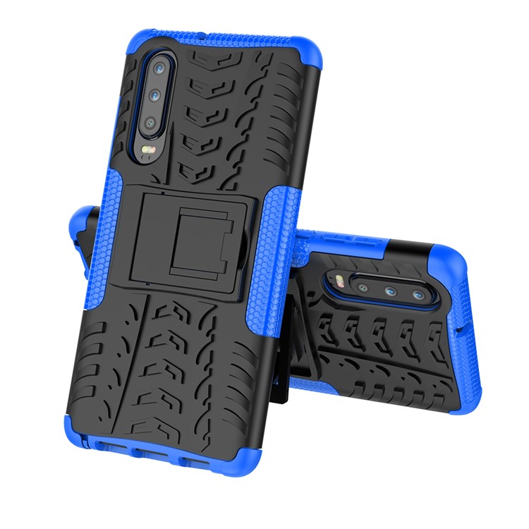Caso De Telefone Antiderrapante PC + TPU Combo Com Kickstand Para Huawei P30 - Azul-2