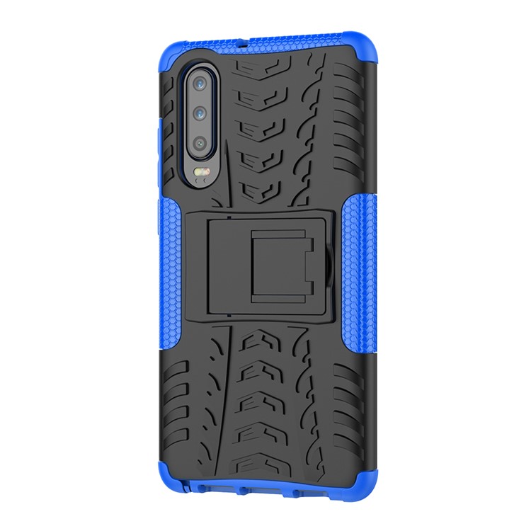 Caso De Telefone Antiderrapante PC + TPU Combo Com Kickstand Para Huawei P30 - Azul-5
