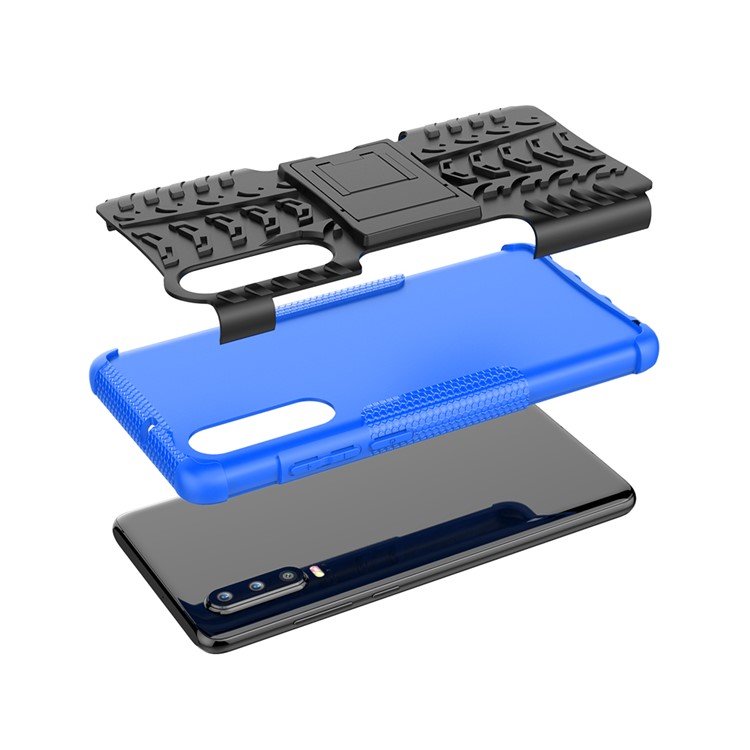 Caso De Telefone Antiderrapante PC + TPU Combo Com Kickstand Para Huawei P30 - Azul-6