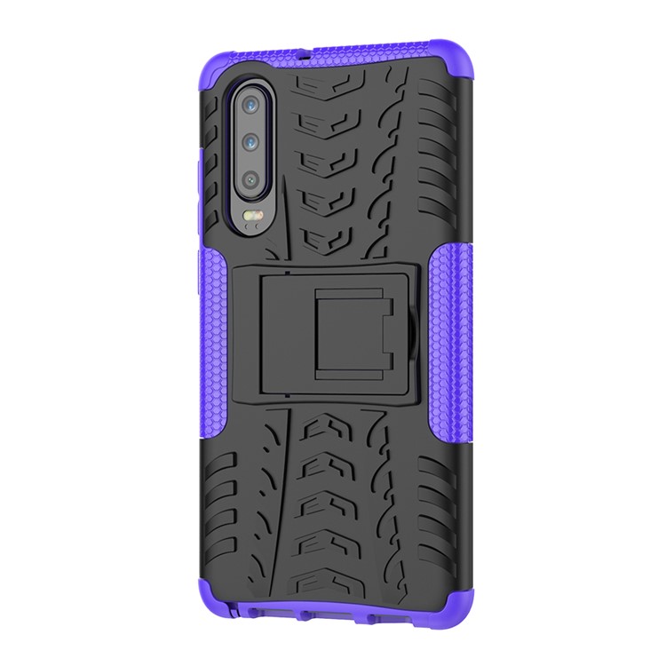 Anti-slip PC + TPU Combo Cover Case with Kickstand for Huawei P30 - Purple-5