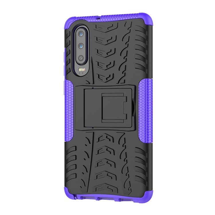 Custodia Combo PC + TPU Anti-slip Con Cavalletto Per Huawei P30 - Viola-5