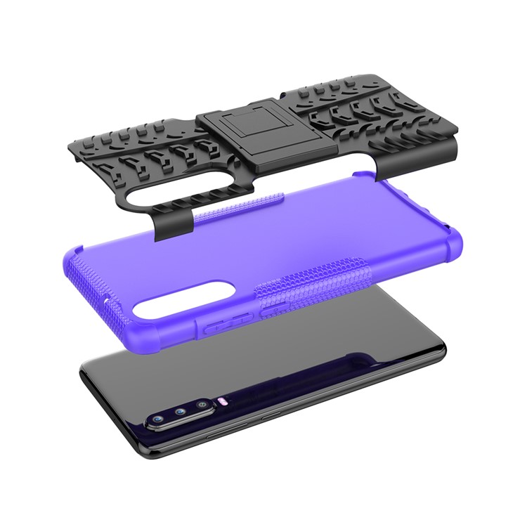 Custodia Combo PC + TPU Anti-slip Con Cavalletto Per Huawei P30 - Viola-6