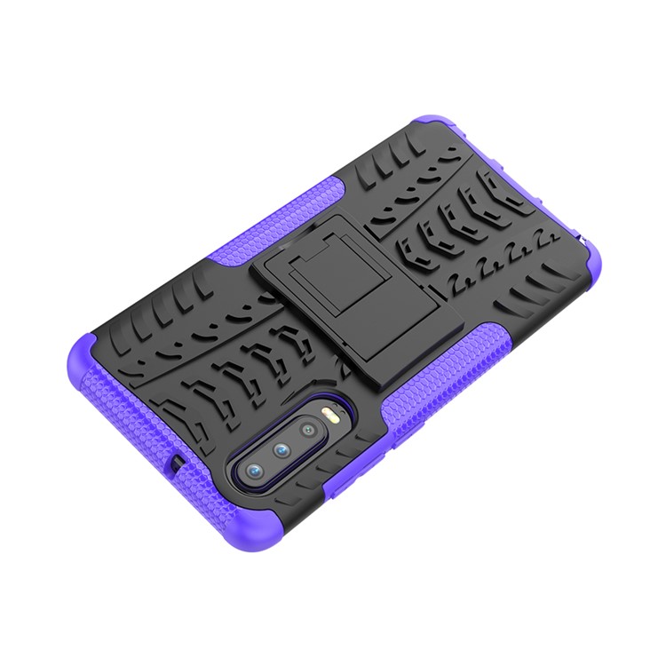 Custodia Combo PC + TPU Anti-slip Con Cavalletto Per Huawei P30 - Viola-7