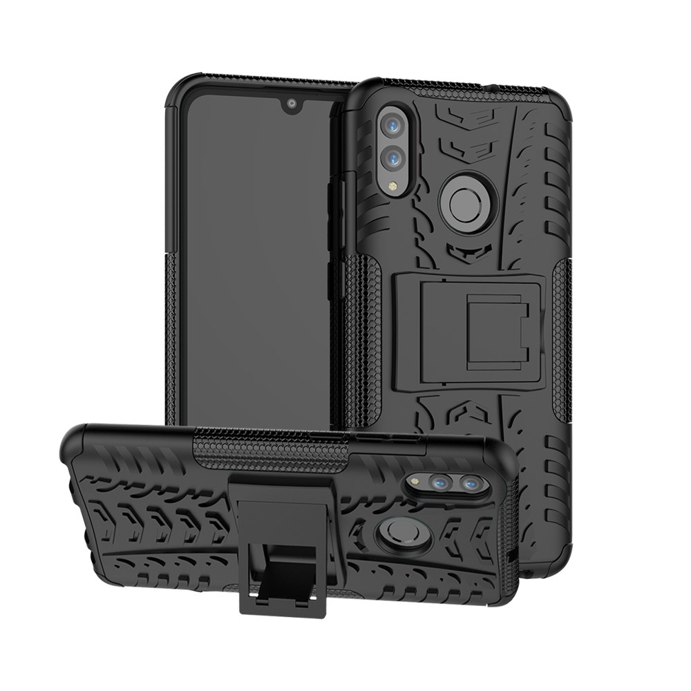 Anti-slip PC + TPU Hybrid Kickstand Case Para Huawei P Smart (2019) / P Smart+(2019) - Negro