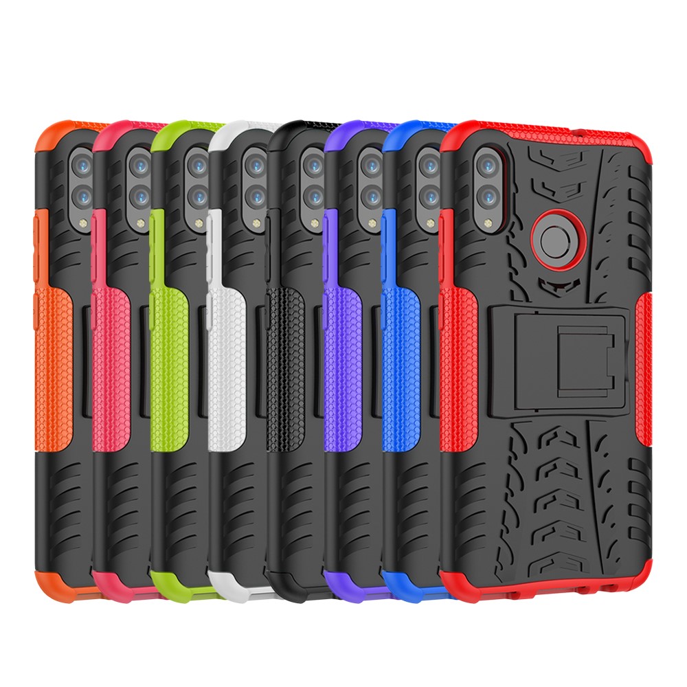 Anti-slip PC + TPU Hybrid Kickstend Case Для Huawei P Smart (2019) / P Smart+(2019) - Черный