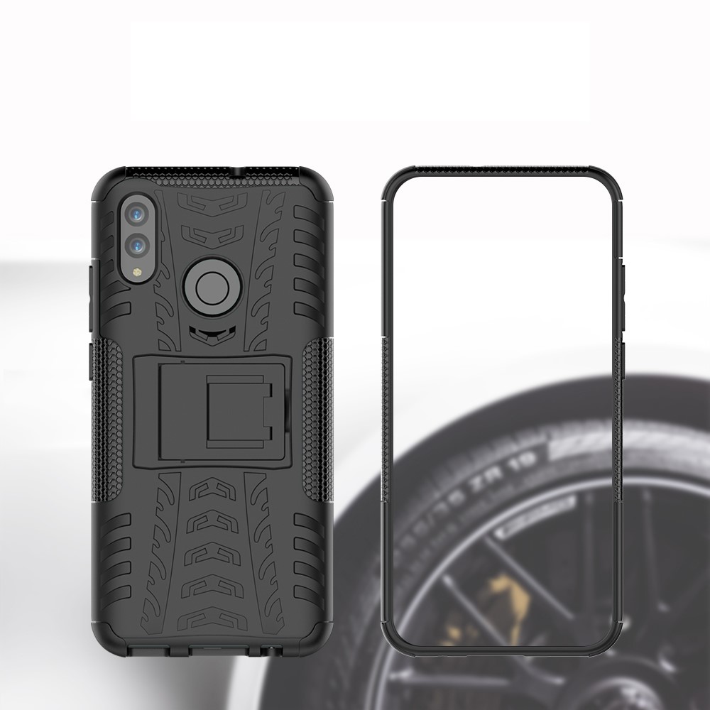 Custodia Per Cavalletto Ibrida PC + Anti-slip TPU Per Huawei P Smart (2019) / P Smart+(2019) - Nero