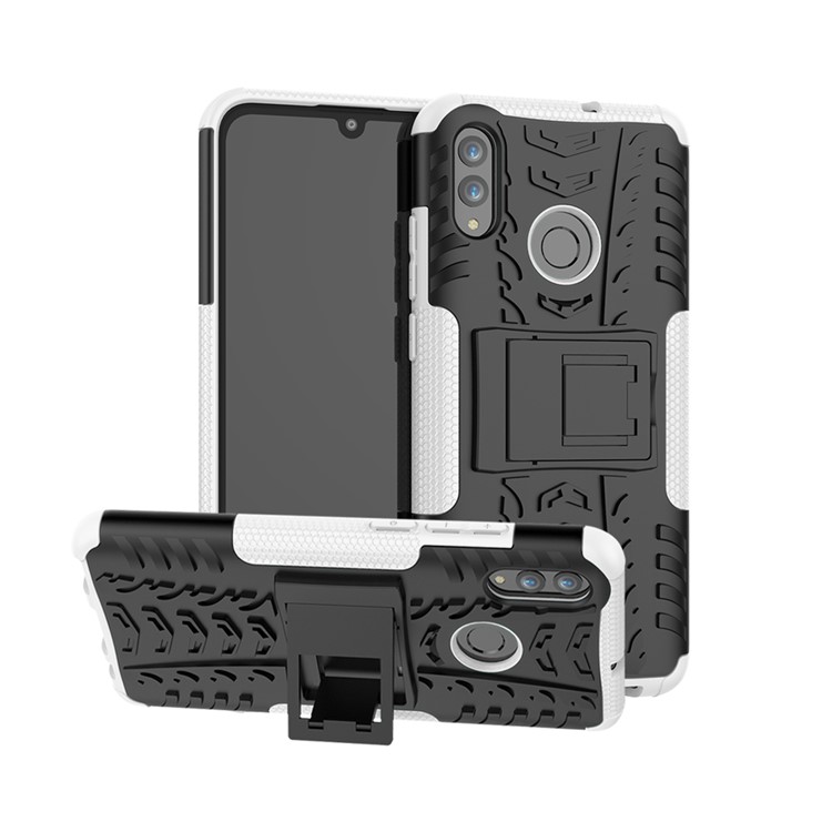 Anti-slip PC + TPU Hybrid Kickstand Cover for Huawei P Smart (2019) / P Smart+ (2019) - White-1