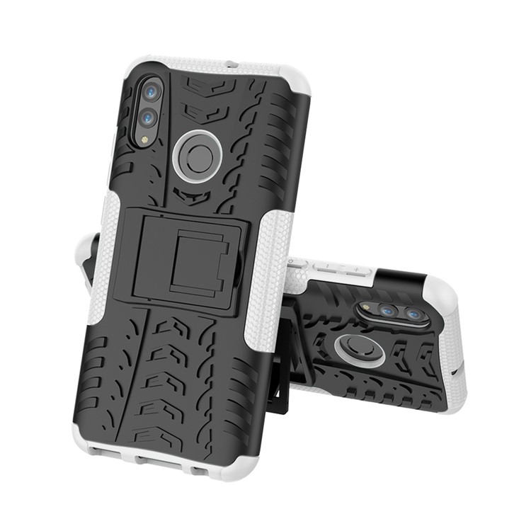 Anti-slip PC + TPU Hybrid Kickstand Cover for Huawei P Smart (2019) / P Smart+ (2019) - White-2