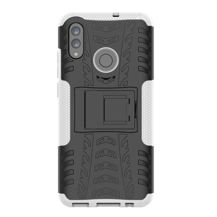 Anti-slip PC + TPU Hybrid Kickstand Cover for Huawei P Smart (2019) / P Smart+ (2019) - White-3
