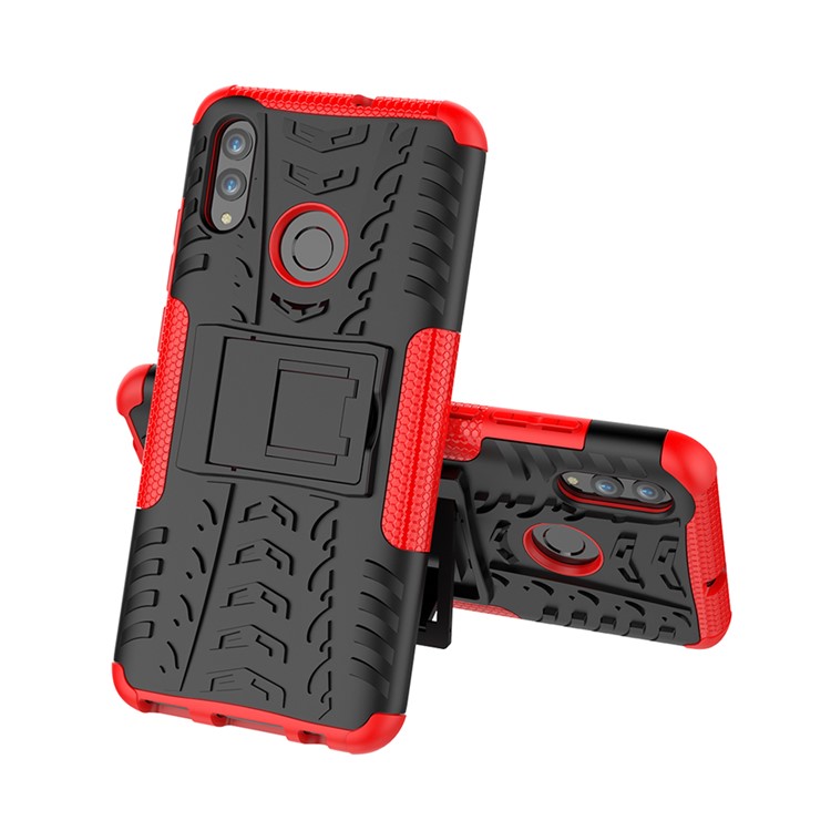 Anti-Slip-PC + TPU-Hybrid-Kickstand Shell Für Huawei P Smart (2019) / P Smart + (2019) - Rot-2