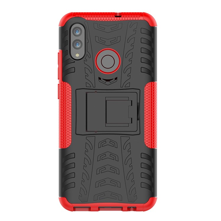 Anti-Slip-PC + TPU-Hybrid-Kickstand Shell Für Huawei P Smart (2019) / P Smart + (2019) - Rot-3