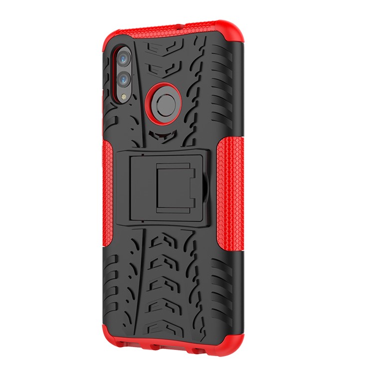Anti-Slip-PC + TPU-Hybrid-Kickstand Shell Für Huawei P Smart (2019) / P Smart + (2019) - Rot-5