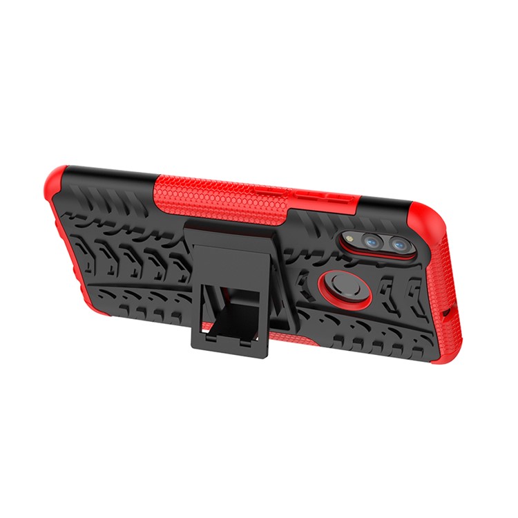 Anti-Slip-PC + TPU-Hybrid-Kickstand Shell Für Huawei P Smart (2019) / P Smart + (2019) - Rot-6