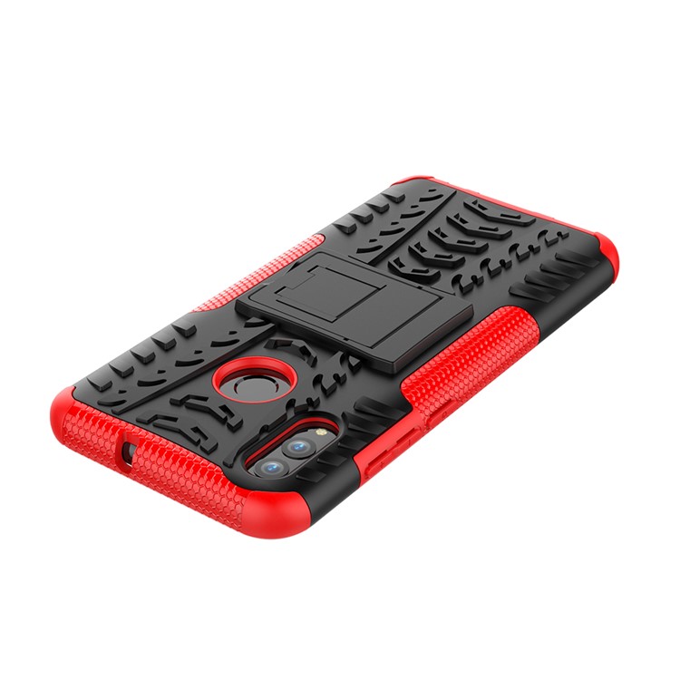 Anti-Slip-PC + TPU-Hybrid-Kickstand Shell Für Huawei P Smart (2019) / P Smart + (2019) - Rot-7