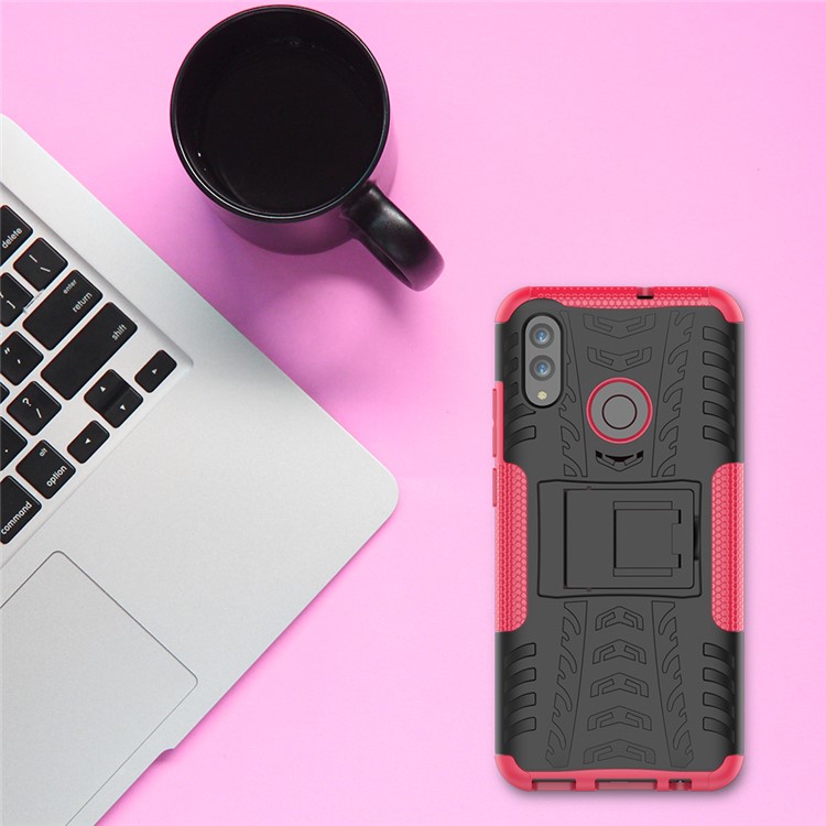Anti-slip PC + TPU Hybrid Kickstand Back Case for Huawei P Smart (2019) / P Smart+ (2019) - Rose-9