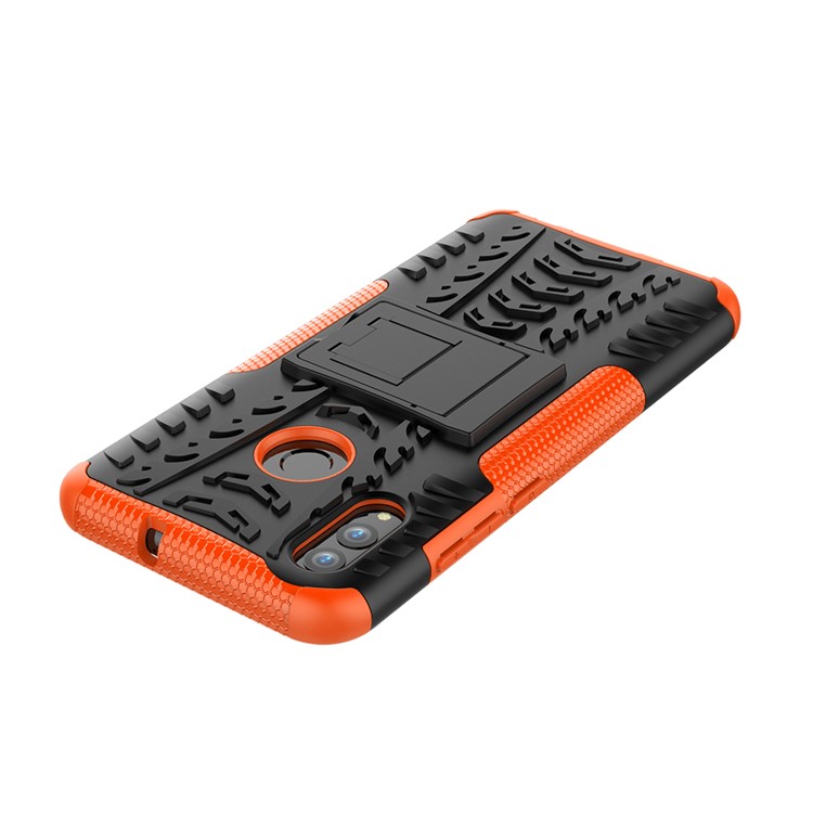 Anti-slip PC + TPU Híbrido Tampa Móvel Kickstand Para Huawei P Inteligente (2019) / P Inteligente + (2019) - Laranja-7