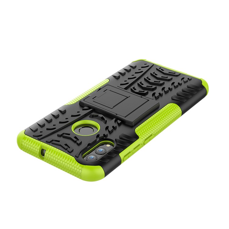 Anti-slip PC + TPU Hybrid Kickstand Mobile Casing for Huawei Smart (2019) / P Smart+ (2019) - Green-7