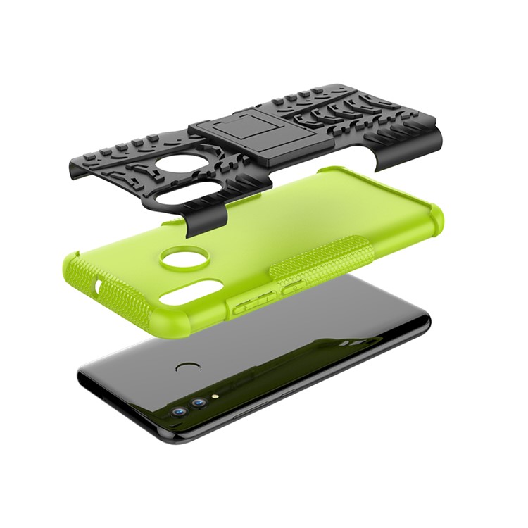 Anti-slip PC + TPU Hybrid Kickstand Mobile Casing for Huawei Smart (2019) / P Smart+ (2019) - Green-8