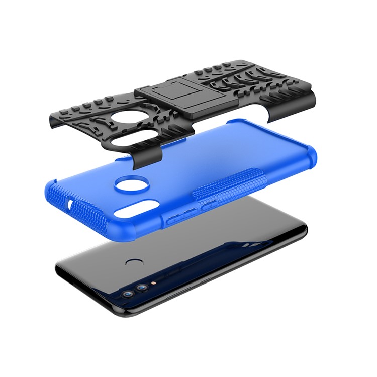 Anti-slip PC + TPU Hybrid Kickstand Protection Case for Huawei P Smart (2019) / P Smart+ (2019) - Blue-8