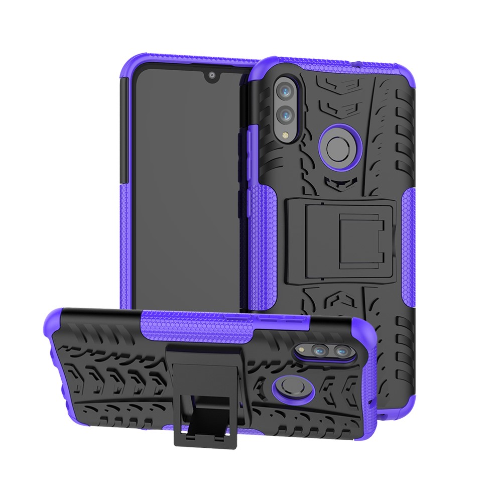 Anti-Rutsch-PC + TPU Hybrid-Kickstand-Schutzhülle Für Huawei P Smart (2019) / P Smart + (2019) - Lila-1