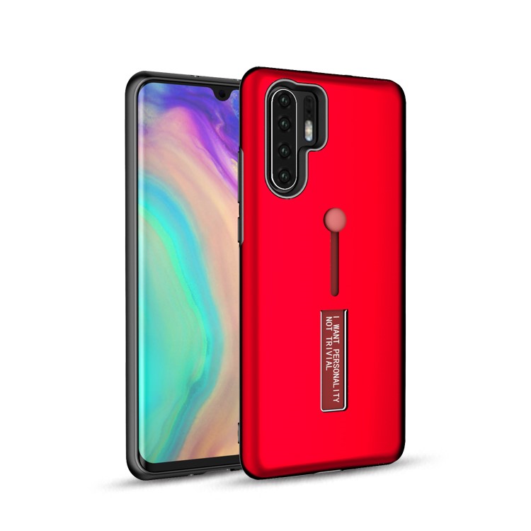 TPU + PC Estuche Híbrido Con Empuñadura De Dedos Para Huawei P30 Pro - Rojo-3