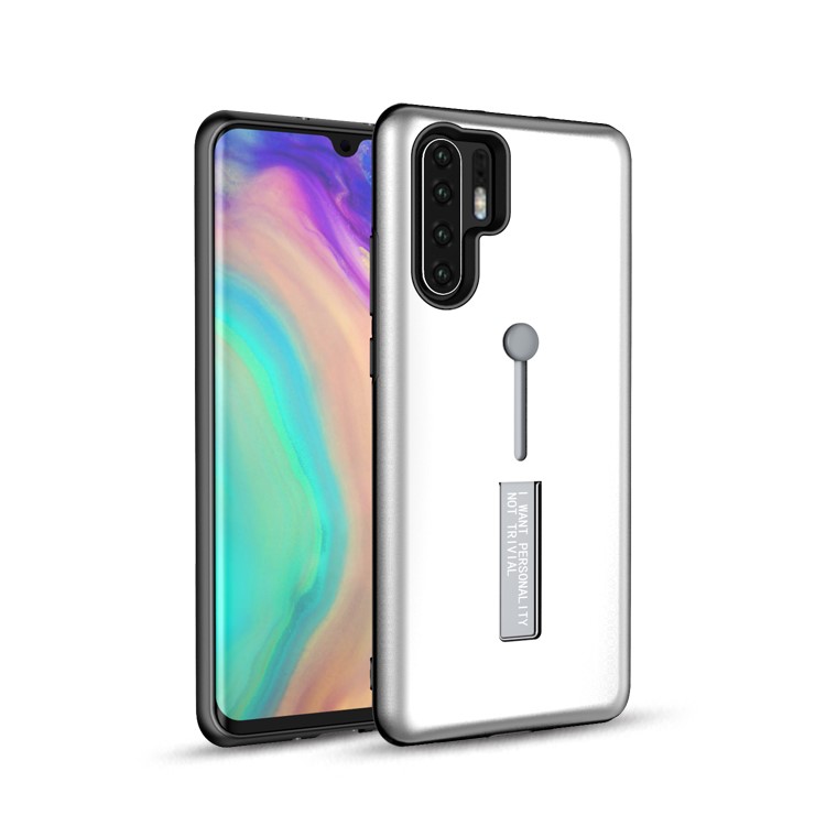 TPU + PC Hybrid Finger Grip Kickstand Shell for Huawei P30 Pro - Silver-1