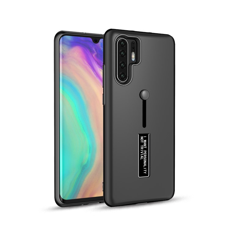 TPU + PC Hybrid Finger Grip Kickstand Casing Cover for Huawei P30 Pro - Black-1